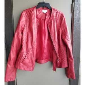 Red Faux Leather Jacket